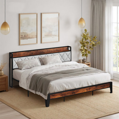 Upholstered Platform Bed with Headboard