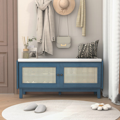 Banc d'entrée en rotin avec rangement Boho