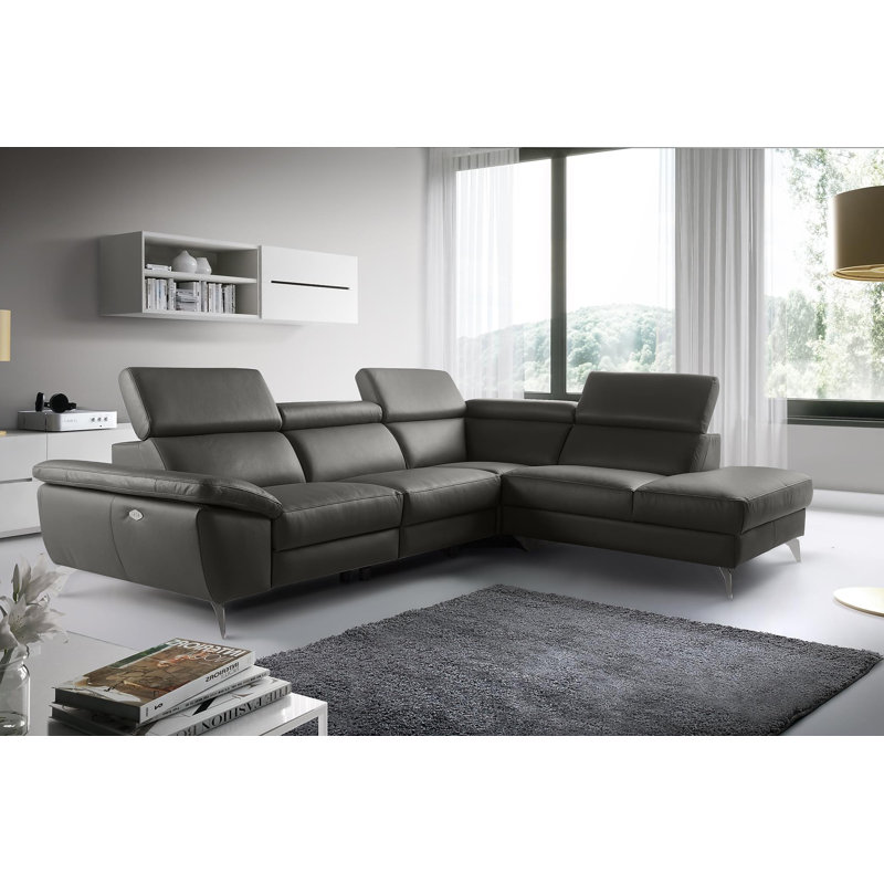 La Crosse Genuine Leather Electric Reclining Corner Sofa, Right Hand Facing, Anthracite