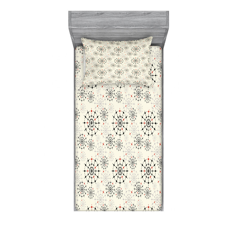 Microfiber Geometric Sheet Set, Twin XL Sheet Set with Fitted Sheet