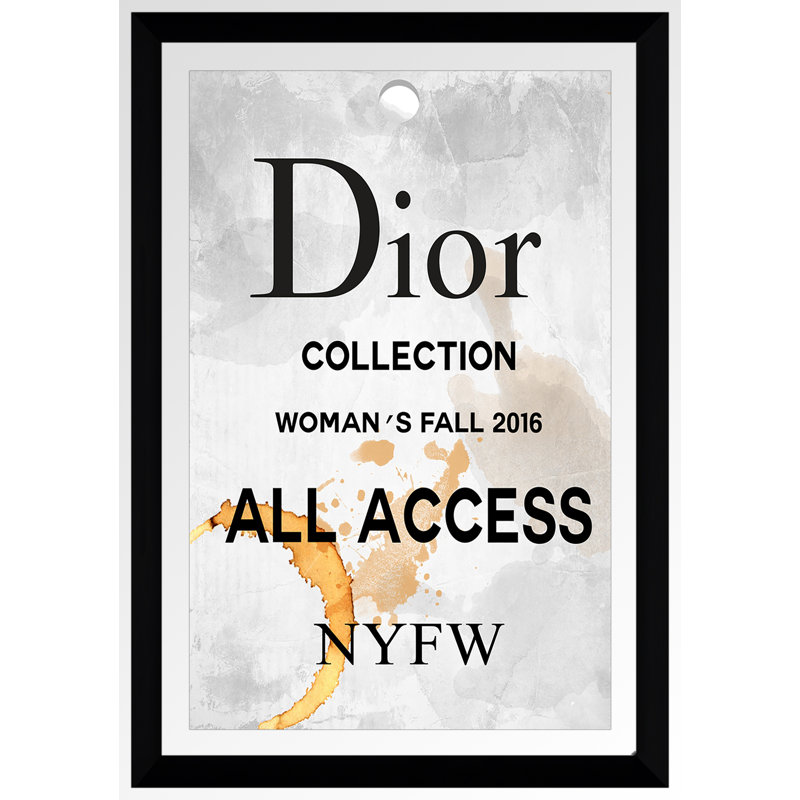« dior all access », art textuel, H 39,5 po x l 27,5 po x P 0,75 po, Acrylique avec cadre noir