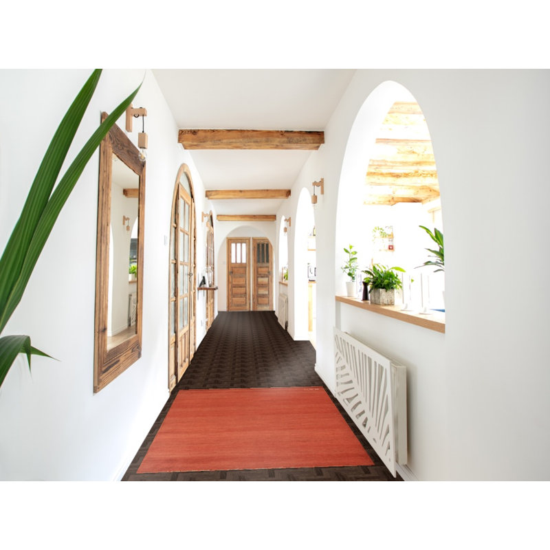 Tapis rayé orange Gabbeh pour vestibule 3 x 5
