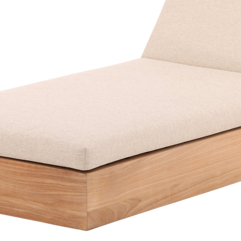 Darlene Teak Wood Outdoor Chaise, Sand