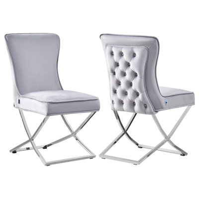 Yvelines Modern Velvet Dining Chairs - Ergonomic Velvet Upholstered Back with Stainless Steel Frame - Side Chair for Kitchen Living Room Dining Room