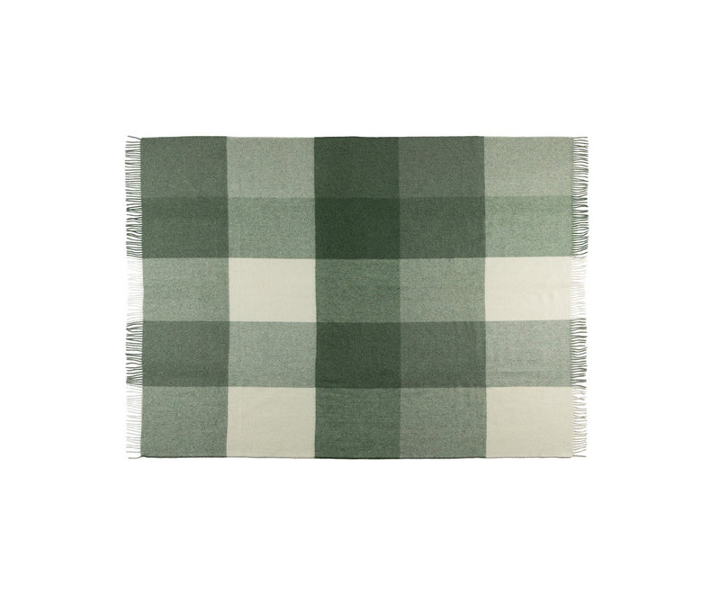 Jeté en laine recyclée et écossais L 73 po x l 59 po Fibre par Auskin, Blanc / vert