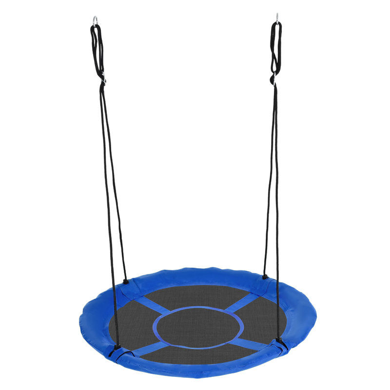 Outsunny 43,25 "soucoupe balançoire arbre géant nid de corde corde à suspendre ronde cour arrière aire de jeu extérieure, pour les enfants de 3 à 12 ans, bleu
