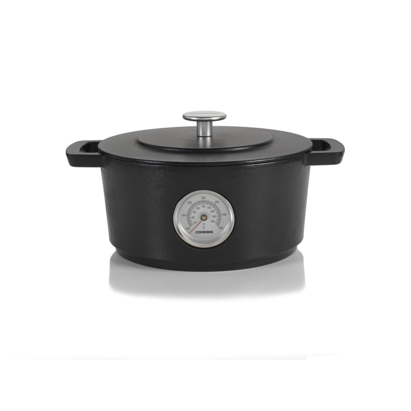 Combekk Non-Stick Cast Iron Round Dutch Oven, 6.3 Qt., Black