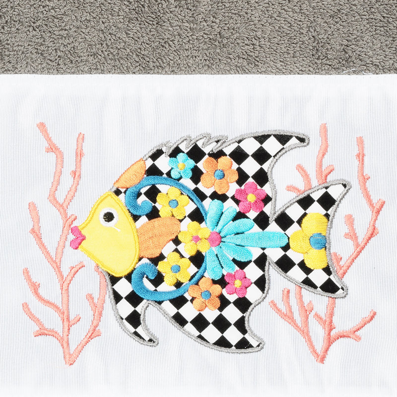 Serviette de bain en coton FELIZ, Gris foncé