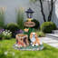Statue de jardinière lanterne solaire chien assis