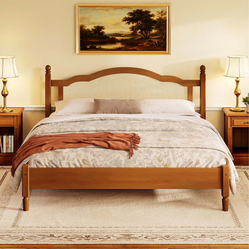 Lit plateforme en bois avec tête de lit, cadre de lit avec sommier à lattes en bois, cadre de lit pour chambre à coucher