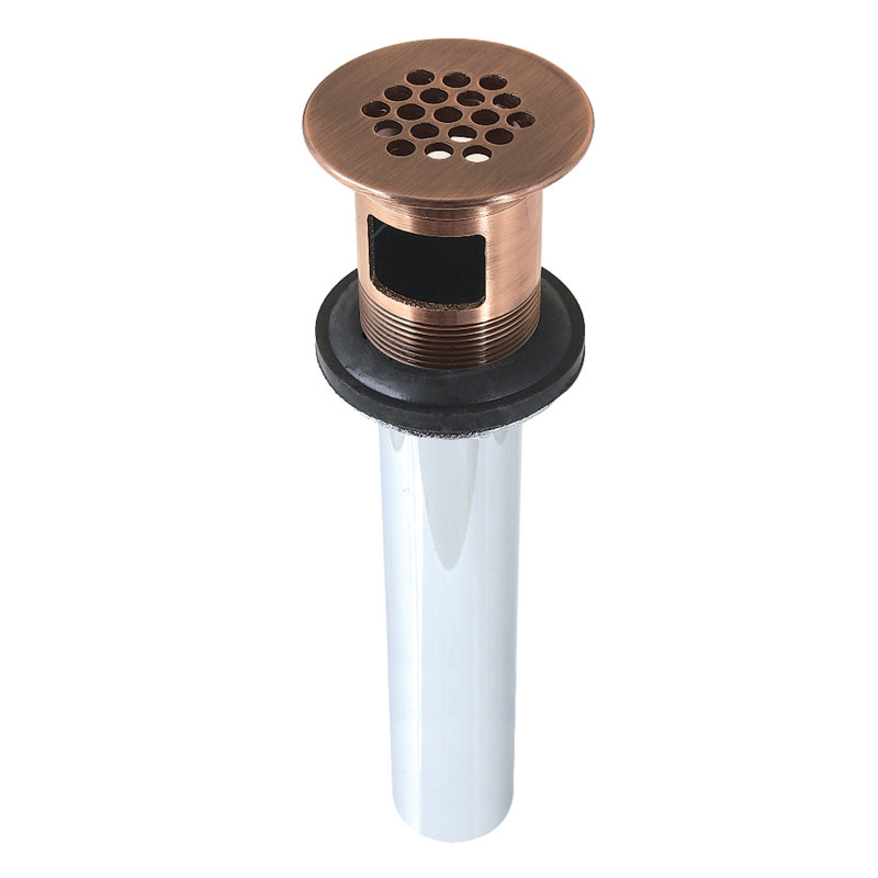 Kingston Brass Trimscape Brass Grid Bathroom Sink Drain with Overflow, 17 Gauge, Polished Brass