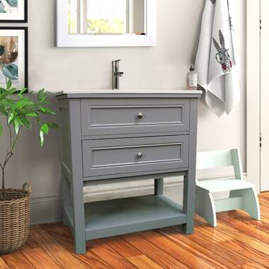 Maile Transitional 28 inch Laundry Cabinet with Pull-out Faucet and ABS Sink