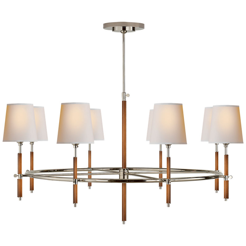 Bryant 8 - Light Chandelier, Polished Nickel/Natural Leather