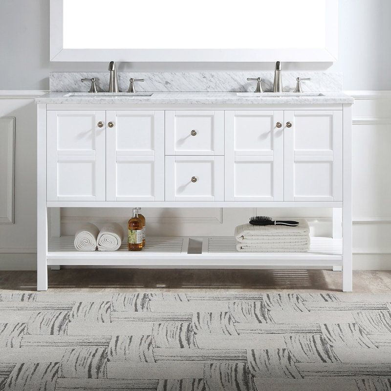 Ensemble de meuble-lavabo double 60 po, Blanc