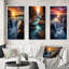 «Summery Sunset Over Majestic Waterfalls», 3 pièces sur toile-21877251-21877262