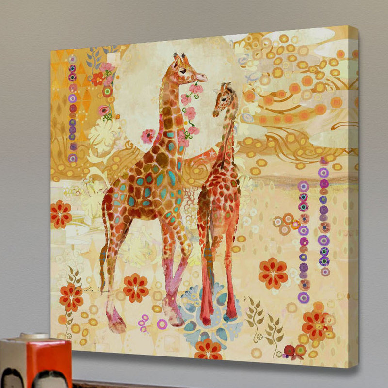 Giraffes by Evelia - Wrapped Canvas Print, 81cm H x 81cm W x 3.81cm