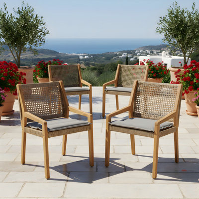 Chaises de patio modernes, ensemble en osier de bois d'acacia, terrasse de jardin