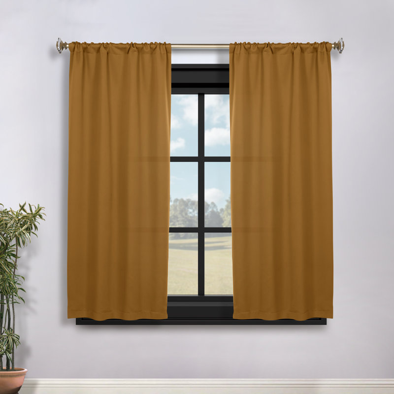 Paire de rideaux obscurcissant avec passe-tringle Moriah Millendon, L 36 po x L 63 po, Brun caramel