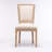 French Style Solid Wood Frame Linen Fabric Square  Back Dining Chair,Set Of 2
