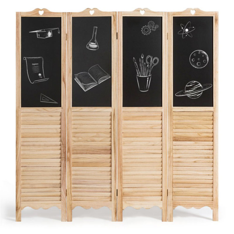 Paravent pliable 4 panneaux avec tableau noir