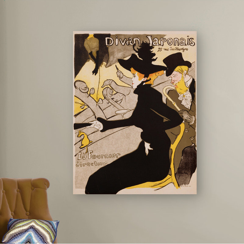 Divan Japonais Poster by Henri Toulouse-Lautrec - Wrapped Canvas Painting, 80cm H x 60cm W x 4cm D