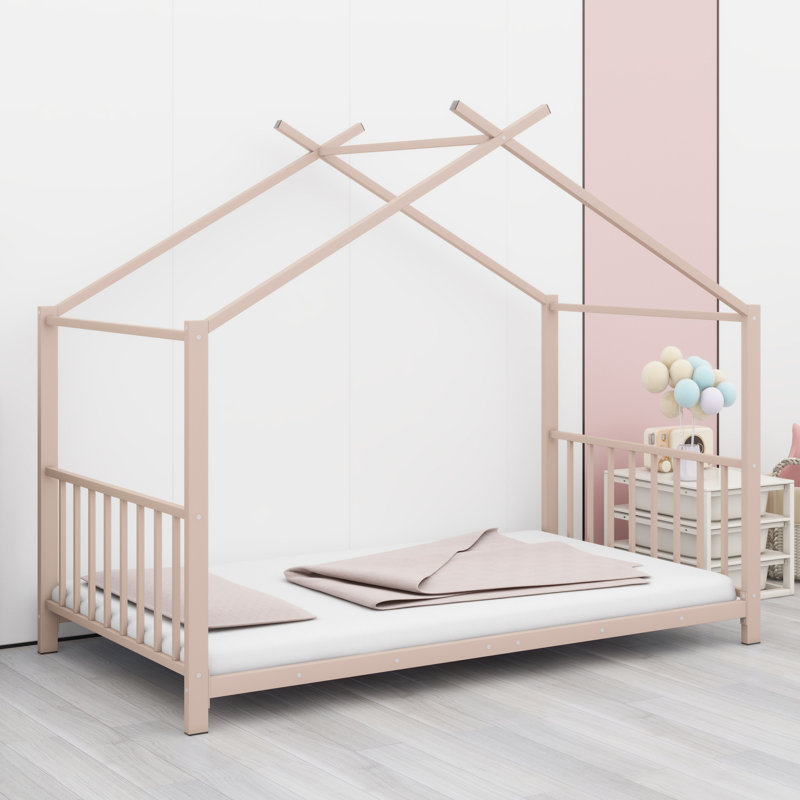 Lit plateforme en métal, Rose