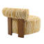 Fauteuil d'appoint contemporain jaune avec structure et tissu à rayures zébrées, 33,1 po de largeur, pour le chenille de la zone principale avec un cadre à ressorts en bois, profondeur de 30,3 po, espace de vie