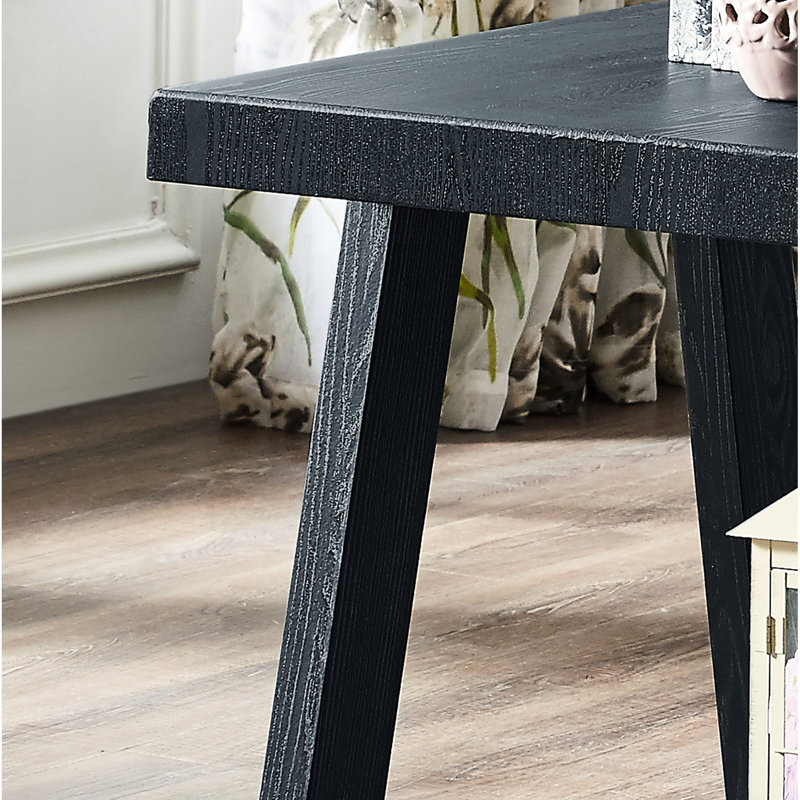 Table d'appoint contemporaine noire avec tablette - Placage en bois dur pour une touche d'élégance - Plateau et rangement