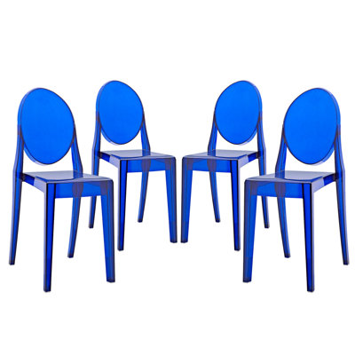 Modway Casper Modern Acrylic Stacking Four Dining Armchairs