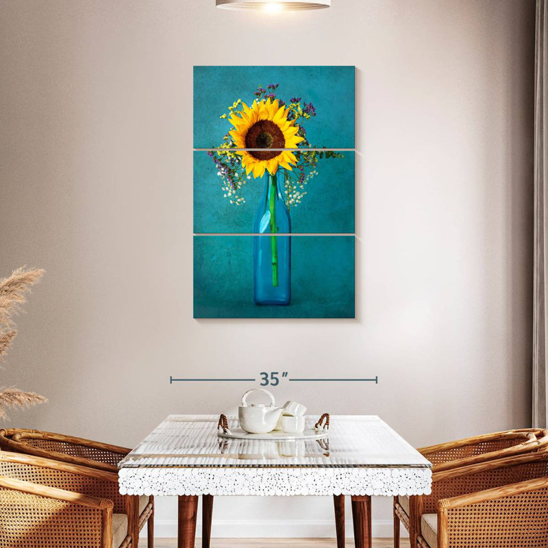 Harnek tournesol dans un vase, H 45 po x l 28 po