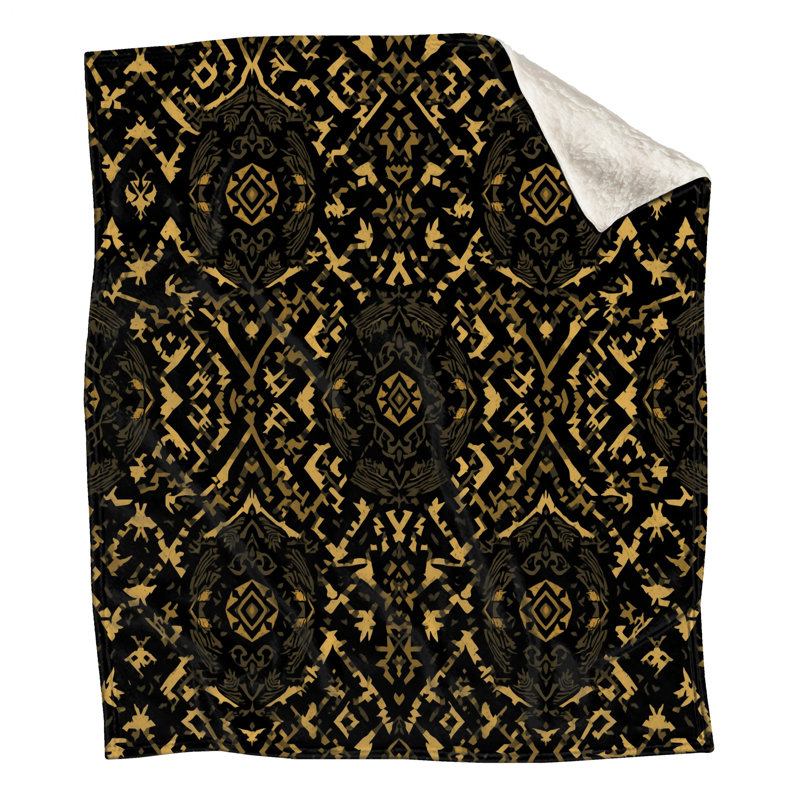 Couvertures noires et dorées Ikat, L 50 po x H 60 po