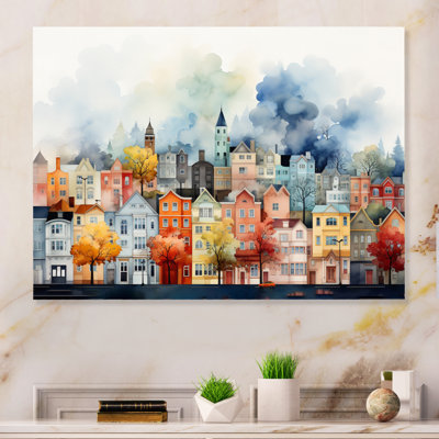 Popart Cityscape Urban Fog II - impression de paysages urbains sur métal