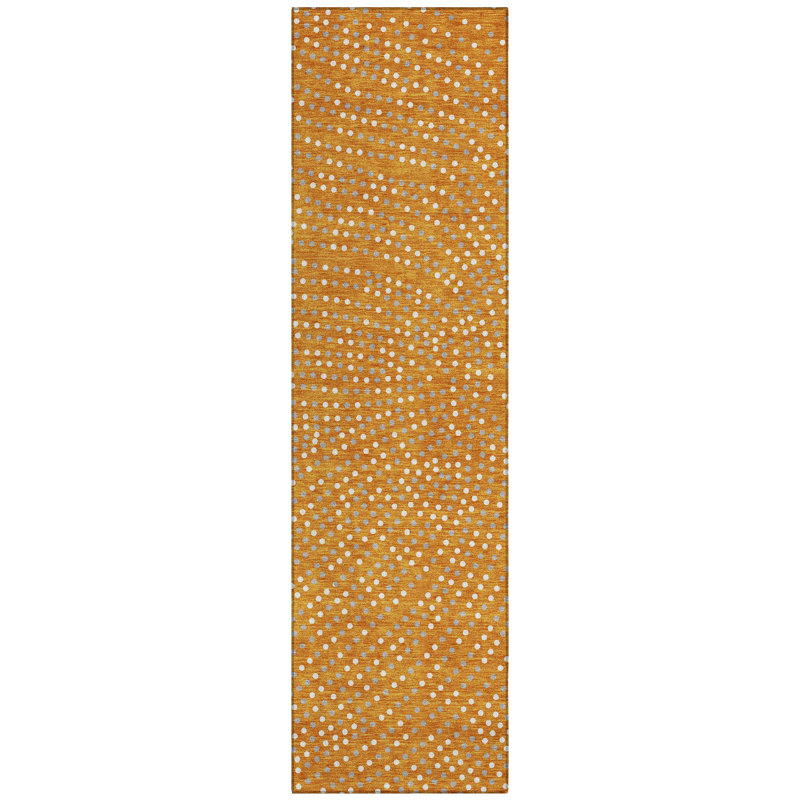 Orange 2'3" x 7'6" Washable Synthetic Runner Rug