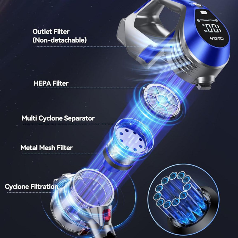 MOOSOO Cordless Stick Vacuum Cleaner, 18Kpa Powerful Suction, Smart LED Display, for Pet Hair, Hard Floors & Low-Pile Carpet