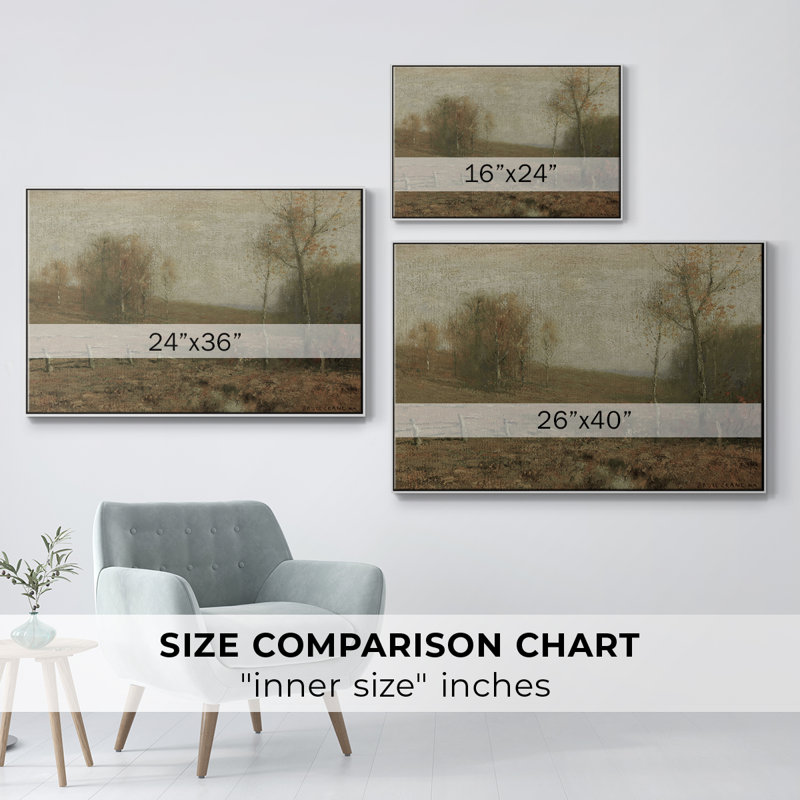 "Vintage Landscape -DCxxxviii" sur toile, Cadre flottant blanc, H 25 po x l 37 po x P 2 po