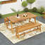Ensemble de table de pique-nique d'extérieur 3 pièces, ensemble de salle à manger de patio contemporain en bois d'acacia avec bancs - toutes saisons et compact pour balcon, terrasse, camping