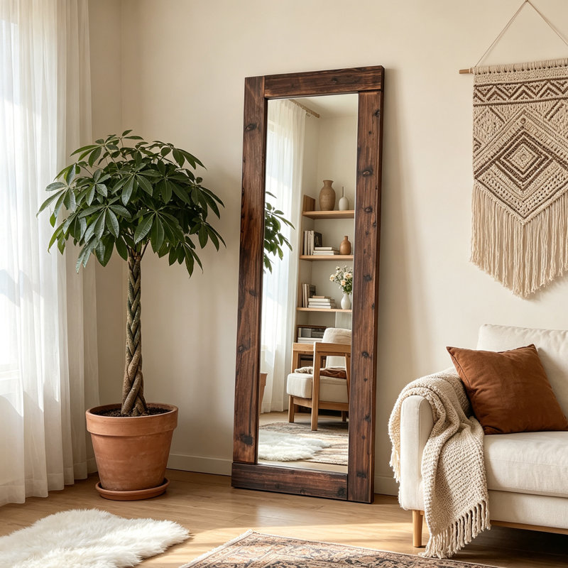 Solid Wood Framed Oversized Full‑Length Mirror, 71" H x 32" W