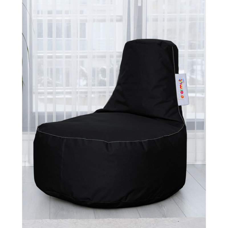 Fauteuil à billes de qualité supérieure, noir uni, 27,6 po x 31,5 po x 13,8 po | 100% polyester imperméable, rembourrage 100% en mousse de polystyrène, fermeture à glissière dissimulée | Conception moderne pour le divertissement à l'extérieur, capacité de 440 lb