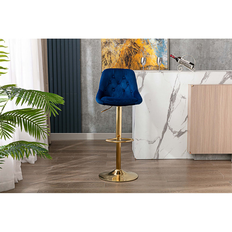 Tabouret de bar avec dossier et repose-pieds réglables en hauteur ivoire, Marine