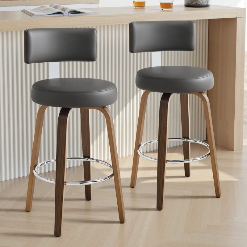 Tabouret de bar et de comptoir Sonja, Siège gris / cadre brun, Tabouret de bar (siège d'une hauteur de 29 po)