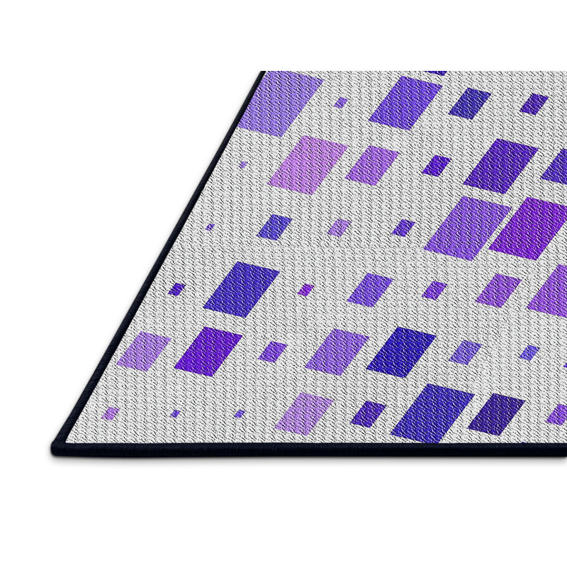 Tapis décoratif mauve géométrique, Rectangle 5 pi x 7 pi