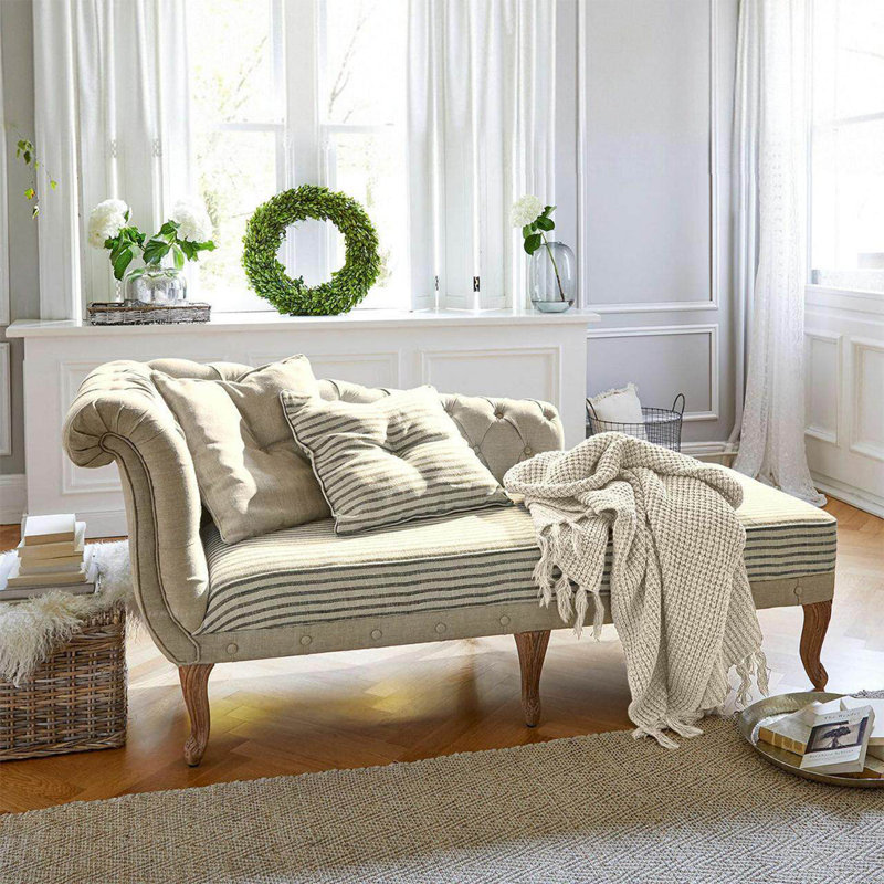 Fauteuil en acajou 70,87 po de style américain avec rayures horizontales bleues