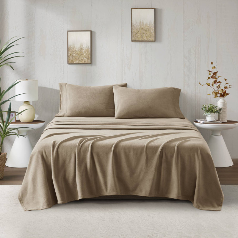 Micro Fleece Sheet Set, Full Sheet Set with 2 Pillowcases, Brown