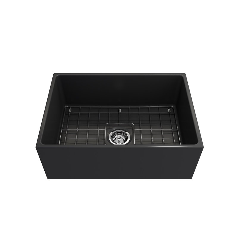 27 in. L Farmhouse Kitchen Sink, Matte Dark Gray