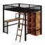 Lit mezzanine avec bureau et garde-robe de rangement, échelle encastrée et garde-corps sur toute la longueur