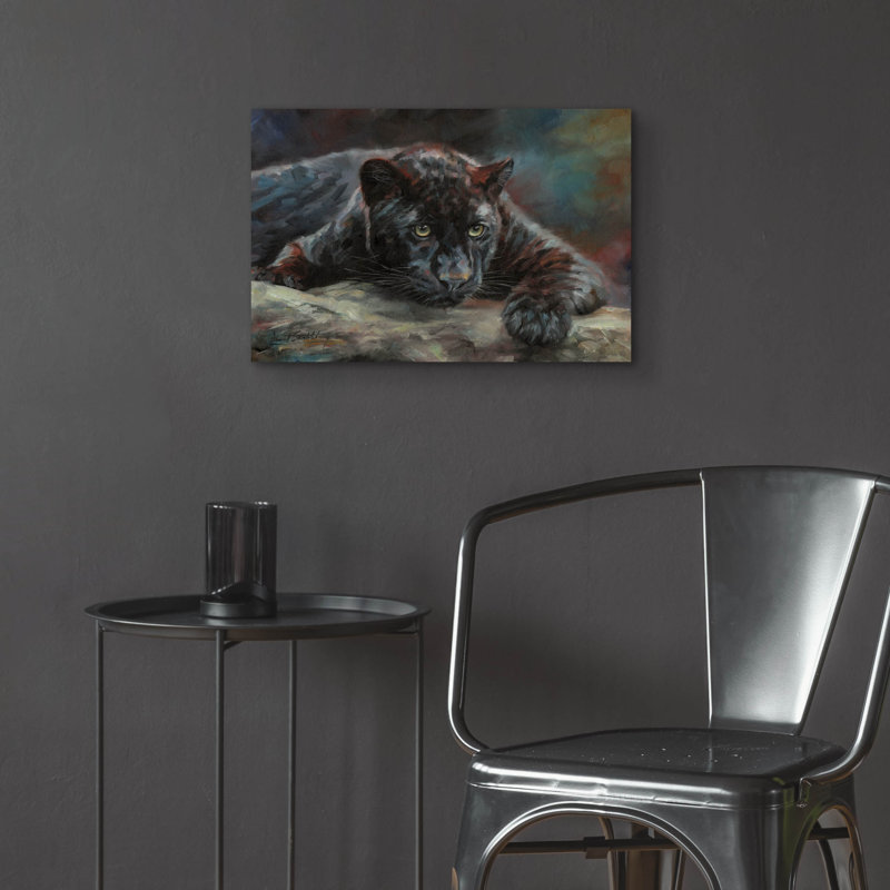 Bungalow Panthère noire 42 par David Stribble, art mural en verre acrylique, 24 po x 16 po, H 16 po x l 24 po x P 0,2 po