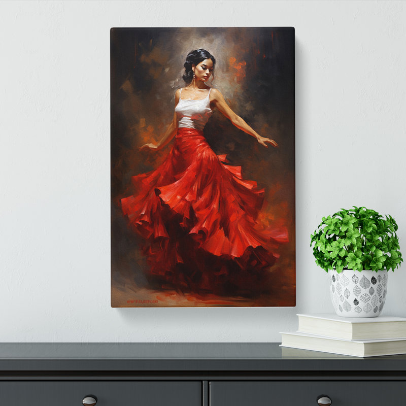 Flamenco Dancer Classicism - Wrapped Canvas Print, 76cm H x 50cm W x 3cm D
