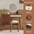 Medium Walnut Makeup Vanity With Charging Plug&usb Port And Drawer