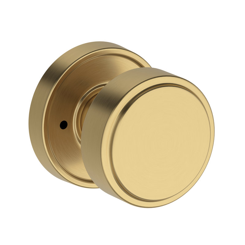 Vashon Privacy Knob with Recessed Round Rose in Unlacquered Brass, Lifetime (PVD) Satin Brass