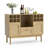 Akseli 43.3" Bar Cabinet, Rattan Sideboard Buffet Liquor Cabinet with Wine Racks  for Home
